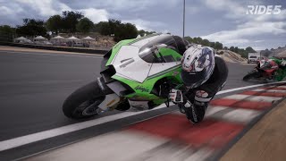 RIDE 5  Laguna Seca  Kawasaki Ninja ZX10RR Gameplay PC [upl. by Atnohs]