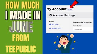 How Much My Teepublic ARTISAN Account Made in June Income Report [upl. by Mirna]