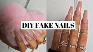 DIY Fake Acrylic Nails At Home [upl. by Ttenna]