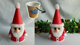 Paper Cup Santa Claus  How to Make Santa Claus  Christmas Craft  NK Creation Noorjahan [upl. by Uuge]