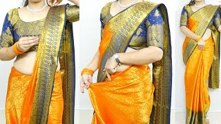 Wedding special saree draping tutorial to look very tall amp slim  how to make saree perfect pleats [upl. by Kendricks]