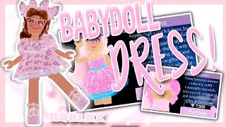 GIVEAWAY FIRST DRESS in Royale High  Babydoll Dress amp Sleeves  ROBLOX [upl. by Nepean]