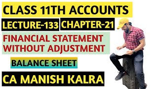 Balance Sheet  Chapter21  Financial Statement Without Adjustment  Class11 Accounts [upl. by Eahsat]