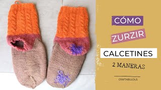 🧦 Cómo ZURZIR o REMENDAR calcetines de punto Dos modos  Craftabulous [upl. by Omolhs]