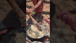 Hadzabe tribe woman cooking their lunch😋 [upl. by Llewen]