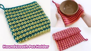 Houndstooth Crochet Pot Holder  Complete Tutorial  Pot Holders Galore Crochet Along 2023 [upl. by Nairam880]