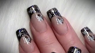 Stamping Glitter Nageldesign mit Schmetterlingen  Nail art design Tutorial [upl. by Glaab659]