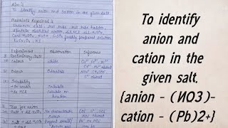 Salt analysis To identify anion and cation in the given salt anion  NO3 and cation Pb2 [upl. by Roice]