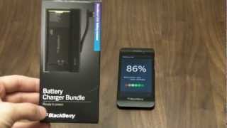 BlackBerry Z10 Battery Charger Bundle Unboxing and Hands On [upl. by Crisey]