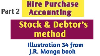 PART 2 Stock and Debtors Method of Hire Purchase JRMonga book Illustration  Bcom first sem Acc [upl. by Netneuq]