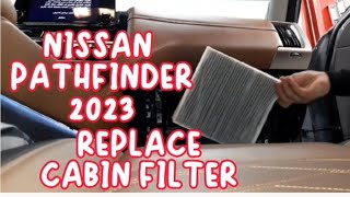 2023 NISSAN PATHFINDER CABIN FILTER REPLACEMENT HOW TO REPLACE AIRCON FILTER NISSAN PATHFINDER 2023 [upl. by Kappel]