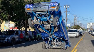 LOWRIDER CARS HOPPING AND 3 WHEELING in Los Angeles California [upl. by Semajwerdna]