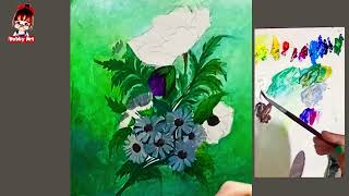 How to paint a Christmas flower  Easy Art  Acrylic painting for beginners [upl. by Sunil272]