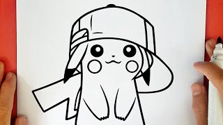 COME DISEGNARE PIKACHU CON IL CAPPELLO DI ASH [upl. by Aihppa]