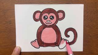 How To Draw A Cute Monkey  Draw So Cute Easy Step by Step ✨ [upl. by Sofko]