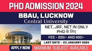 New PhD Admission 2025  Babasaheb Bhimrao Ambedkar University Lucknow  BBAU Lucknow  Apple Now [upl. by Ecnerewal]