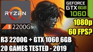 Ryzen 3 2200G paired with GTX 1060 6GB  Enough For 60 FPS  20 Games Tested  1080p  Benchmark PC [upl. by Mohammed]