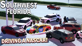 RUNNING FROM POLICE IN A NASCAR  ROBLOX  Southwest Florida Roleplay [upl. by Nacim829]