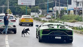 Supercars in India 2024 October Bangalore Aventador SVJ McLaren 750S Ferrari SF90 [upl. by Cilo]