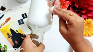 Mahashivratri Special  DIY Bottle Art  How to Draw amp Paint Lord Shiva  Bottle Lamp  Kashmira Art [upl. by Coppins439]