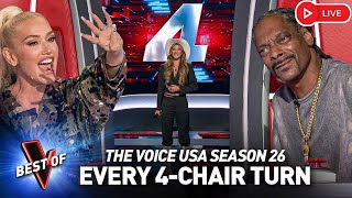 Every Phenomenal 4CHAIR TURN Blind Audition on The Voice USA Season 26 [upl. by Anila89]