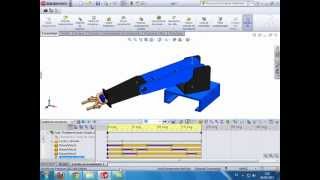 simulacion grados de libertad de un brazo robot con solidworks 2013 [upl. by Sitoeht685]