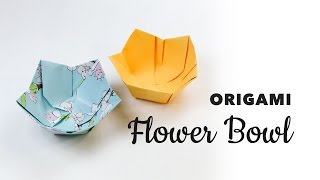 Origami Flower Bowl Tutorial  DIY  Paper Kawaii [upl. by Orat56]