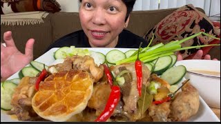 SPICY CHICKEN ADOBONG PUTI SA GATA MUKBANG  FILIPINO FOOD MUKBANG PHILIPPINES [upl. by Davilman]