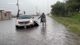 Houston area facing lifethreatening flood conditions as severe weather pummels Texas [upl. by Aicile965]