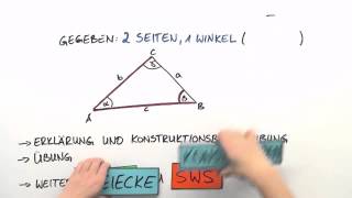 Dreiecke konstruieren mit zwei Seiten und einem Winkel SSW  Mathematik  Geometrie [upl. by Sire]