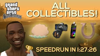 GTA San Andreas Speedrun  All Collectibles in 12726 Former World Record [upl. by Yllor657]