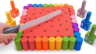 Satisfying Video l How to Make Rainbow Square Cake with Kinetic Sand amp Nail Polish Cutting ASMR [upl. by Eustasius]