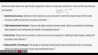 Matrix Bands Applications  Sectional Matrix Bands  Class 2 Cavities [upl. by Bandeen]