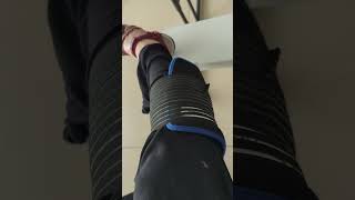 Runner is recuperating after a training run with mendmeshops universal cold wrap [upl. by Siramed]