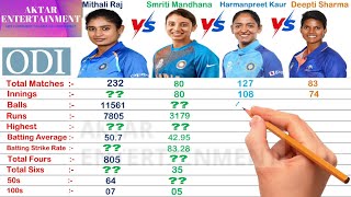 Mithali Raj Vs Smriti Mandhana Vs Harmanpreet Kaur Vs Deepti Sharma Cricket Career Comparison [upl. by Sherwynd]