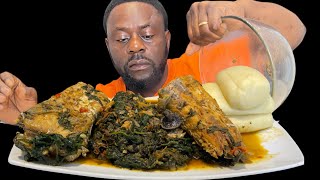 EXTREMELY SPICY EFO RIRO amp EBA MUKBANG Turkey wings  Nigerian food Soft Eating Sounds [upl. by Merrily]