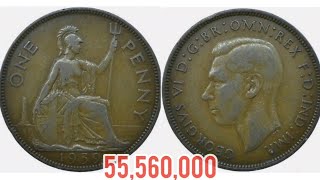 UK 1939 ONE PENNY Coin VALUE  REVIEW George VI Coins [upl. by Metzgar]