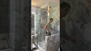 Corner Frameless shower with polished nickel hardware home bathroomfittings bath [upl. by Onit]