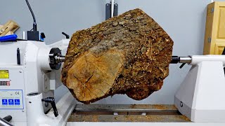 Huge knot hides amazing wood  Woodturning [upl. by Reginauld]