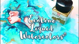 ECOLINE Liquid Watercolors  Painting in a SKETCHBOOK  MissKerrieJ [upl. by Kaleena201]