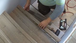 Laminate Stairs Installation How to Install Stair Tread Riser Overlap Nose Tips Mryoucandoityourself [upl. by Lawley326]