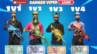 DANGER VIPER FF is live 1V1 50RS amp 1V2 100RS amp 1V3RS 200RS amp 1V4 500RS ADI AYYINA ADU MAWO TELUGU [upl. by Gan]