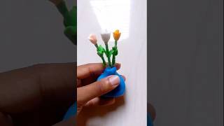 Clay flower making with vaseshorts ytshorts viralshort diy clay craft flowers claycraft [upl. by Yirinec]