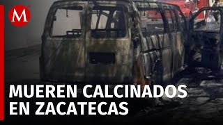 En Zacatecas civiles armados incendian automóvil con 2 personas a bordo [upl. by Nauqe]