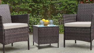 Devoko Patio Porch Furniture Sets 3 Pieces PE Rattan Wicker Chairs Review simple amp easy to assemble [upl. by Odla766]