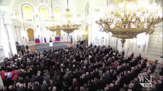 Putin Gets Standing Ovation in Russian Parliament [upl. by Namialus]