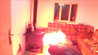 Idiot Uses Gasoline to Burn Heating Stove [upl. by Lerrej]