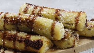 Pain perdu Nutella banane avec pain de mie  MIOUM MIOUM [upl. by Mose343]