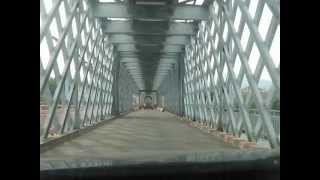 Driving along Valenca do Minho Portugal to Tuy Spain International Bridge built by Eiffel [upl. by Orecul725]