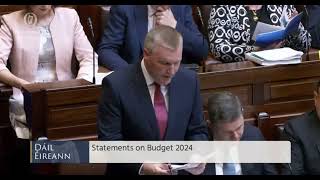 Michael McGrath announces USC reduction and rise to minimum wage in Budget 2024 [upl. by Bolan]